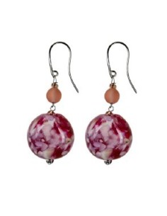 Orecchini pendenti ANTICA MURRINA Orchidea rosa in acciaio e perle in vetro di Murano OM5OPE2503