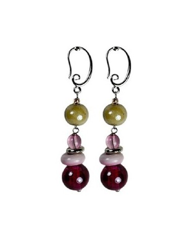 Orecchini pendenti ANTICA MURRINA Orchidea rosa in acciaio e perle in vetro di Murano OL5OPE2503