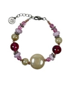 Bracciale ANTICA MURRINA Orchidea rosa in acciaio e perle in vetro di Murano BM5OPE2503