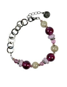 Bracciale ANTICA MURRINA Orchidea rosa in acciaio e perle in vetro di Murano BL5OPE2503