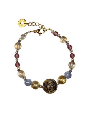 Bracciale ANTICA MURRINA Violetta in acciaio e perle in vetro di Murano BM4VPE2504