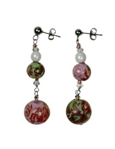 Orecchini pendenti ANTICA MURRINA Magnolia in acciaio e perle in vetro di Murano OL3MPE2519