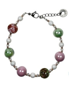 Bracciale ANTICA MURRINA Magnolia in acciaio e perle in vetro di Murano BM3MPE2519