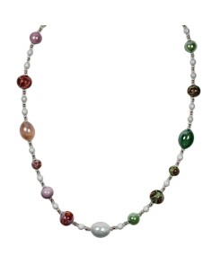 Collana ANTICA MURRINA Magnolia in acciaio e perle in vetro di Murano CM3MPE2519