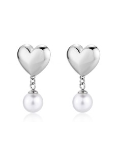 Orecchini pendenti S'AGAPO Stellar SSE47 in acciaio 316L Cuore e Pe...