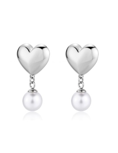 Orecchini pendenti S'AGAPO Stellar SSE47 in acciaio 316L Cuore e Pe...