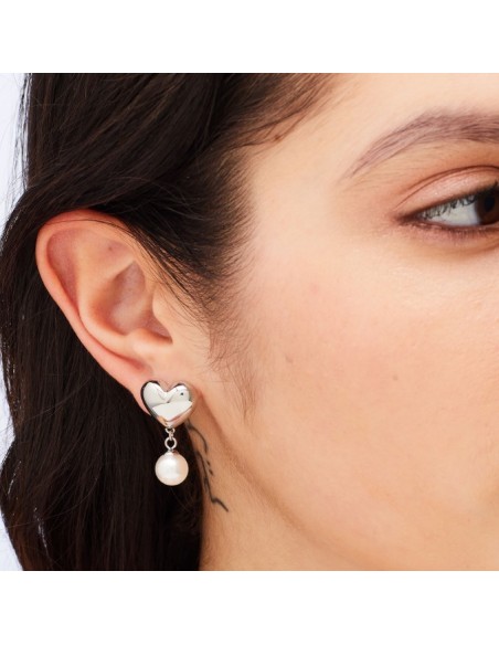 Orecchini pendenti S'AGAPO Stellar SSE47 in acciaio 316L Cuore e Pe...