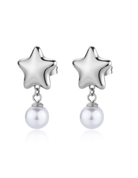 Orecchini pendenti S'AGAPO Stellar SSE49 in acciaio 316L Stella e P...