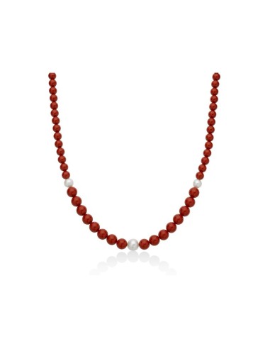 Acquista Collana MILUNA Terra e Mare in argento 925 con corallo ros...