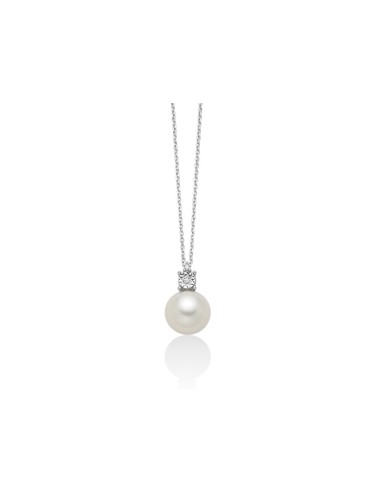 Acquista Collana MILUNA in oro 18Kt con pendente perla Ø8-8,5 e dia...