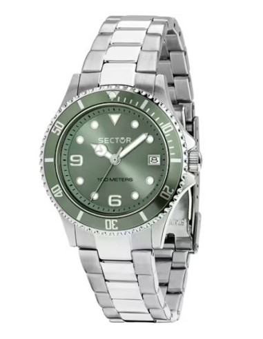 Orologio SECTOR 230 35MM R3253161550 Sage Green con cinturino in ac...
