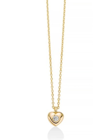 Collana MILUNA in oro giallo 9Kt con pendente cuore e diamante al c...