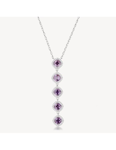 Collana BROSWAY FANCY in argento 925 e cristalli bianchi e amethyst...
