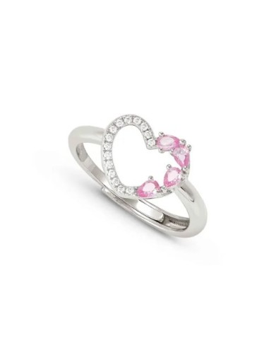 Anello regolabile NOMINATION Shine Me Up in argento con Cuore rosa ...