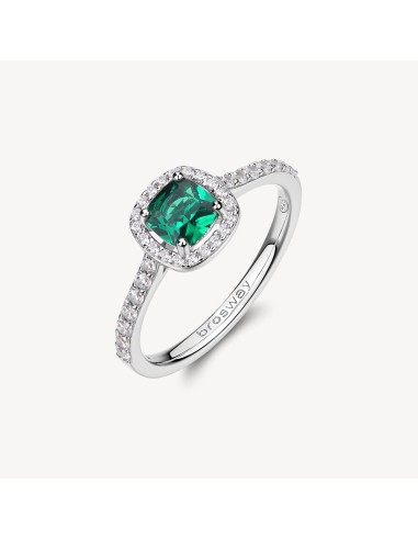 Anello BROSWAY FANCY in argento 925 e cristalli bianchi ed emerald ...