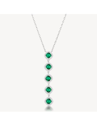 Collana BROSWAY FANCY in argento 925 e cristalli bianchi ed emerald...