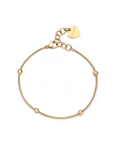 Bracciale S'AGAPO Chunky SHK54 in acciaio 316L dorato con sfere onl...