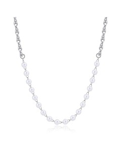Collana girocollo S'AGAPO Chunky SHK63 in acciaio 316L con perle on...