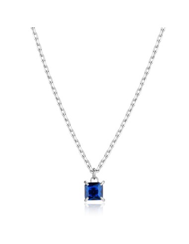 Collana Uomo S'AGAPO Tricky STK11 in acciaio 316L cristallo blu onl...