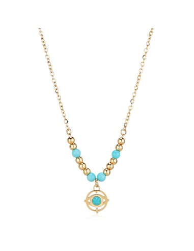 Collana girocollo S'AGAPO Witch SWH02 in acciaio 316L dorato evil e...