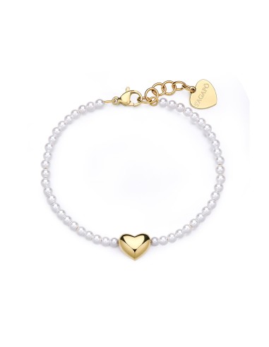 Bracciale S'AGAPO Stellar SSE42 in acciaio 316L dorato con perle e ...