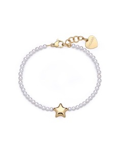 Bracciale S'AGAPO Stellar SSE46 in acciaio 316L dorato con perle e ...