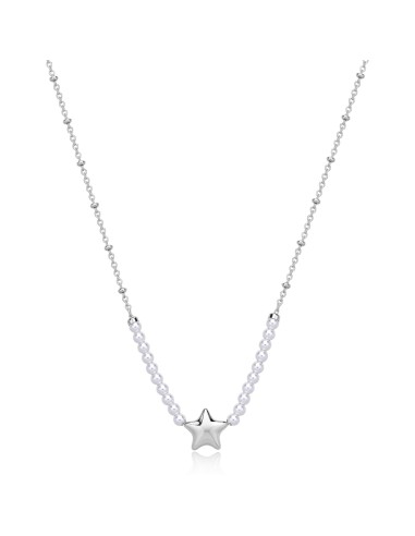 Collana girocollo S'AGAPO Stellar SSE37 in acciaio 316L con perle e...