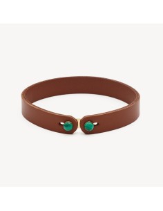 Bracciale Uomo BROSWAY Ink in pelle color marrone e malachite BIK15...