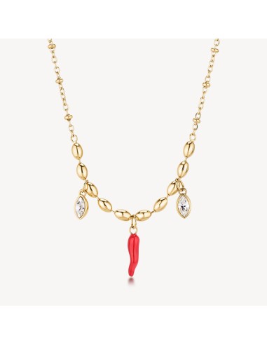 Collana BROSWAY Chakra Portafortuna in acciaio 316L dorato e cornet...