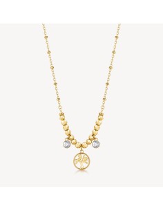 Collana BROSWAY Chakra Mistici in acciaio 316L dorato e Albero dell...