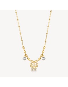 Collana BROSWAY Chakra Mistici in acciaio 316L dorato e Farfalla BH...