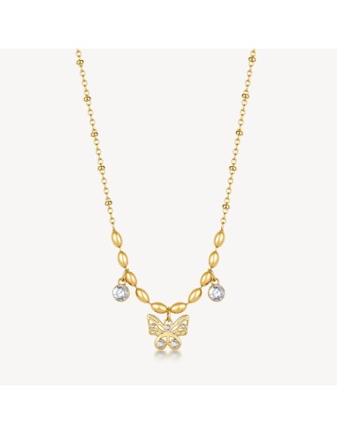 Collana BROSWAY Chakra Mistici in acciaio 316L dorato e Farfalla BH...