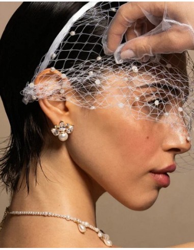 Orecchini Lotus Perla RUE DES MILLE Whiteside in argento 925 dorato...