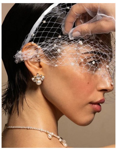 Orecchini Lotus Perla RUE DES MILLE Whiteside in argento 925 dorato...