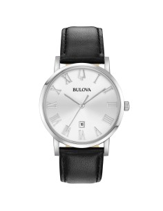 Orologio BULOVA Clipper 96B312 cinturino in pelle nera quadrante si...