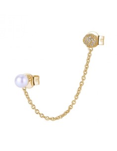 Orecchino doppio con catena ROSATO Azzurra in argento 925 dorato RZ...