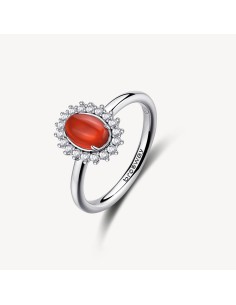 Anello Kate BROSWAY FANCY in argento 925 agata rossa e cristalli FP...
