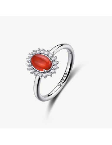 Anello Kate BROSWAY FANCY in argento 925 agata rossa e cristalli FP...