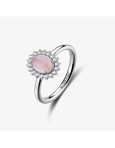 Anello Kate BROSWAY FANCY in argento 925 quarzo rosa e cristalli FV...