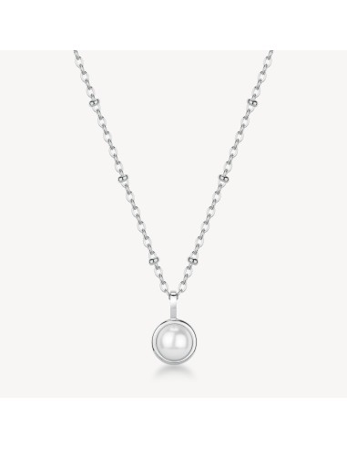 Collana BROSWAY Essential in acciaio 316L con pendente perla BNL133...