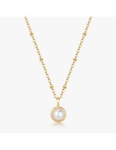 Collana BROSWAY Essential in acciaio 316L dorato con pendente perla...