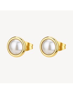 Orecchini BROSWAY Essential in acciaio 316L dorato con perla BNL149...