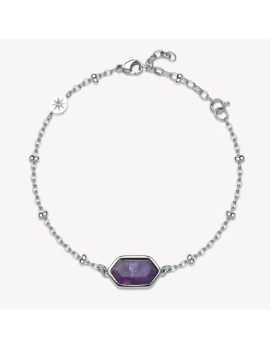 Bracciale BROSWAY Essential in acciaio 316L con centrale ametista B...