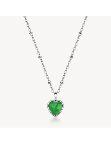 Collana BROSWAY Essential in acciaio 316L con pendente giada verde ...