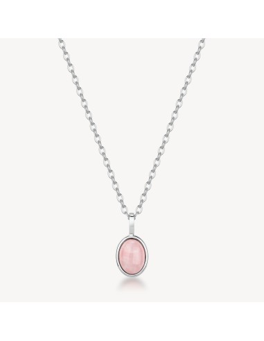 Collana BROSWAY Essential in acciaio 316L con pendente quarzo rosa ...