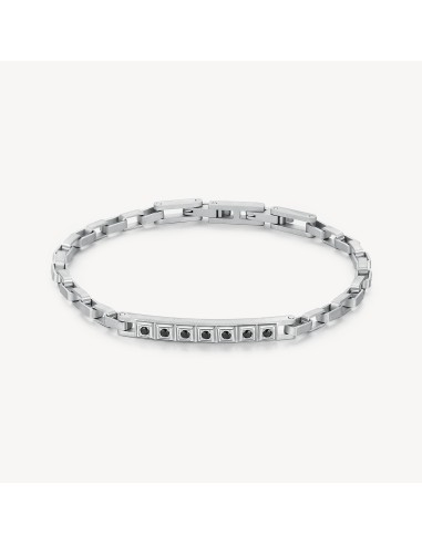 Bracciale Uomo BROSWAY Forge in acciaio 316L e cristalli neri BGF13...