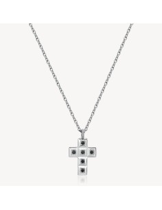 Collana Uomo BROSWAY Forge in acciaio 316L pendente croce e cristal...