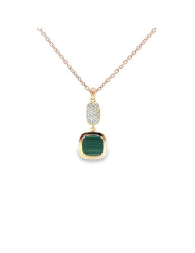 Collana girocollo MADI Safari in argento 925 placcato oro rosa con malachite e cristalli F_3910900