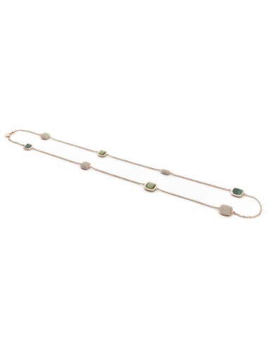 Collana lunga MADI Safari in argento 925 placcato oro rosa con malachite F_3911500