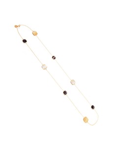 Collana lunga MADI Pesca in argento 925 placcato oro rosa con pietre pesca bianche e marroni F_3884400